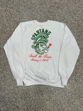 Michigan State Vintage 1988 Rose Bowl Smell The Rose Crewneck Faded White ABC Vintage 