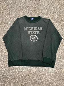 Michigan State Vintage 80s Champion Crewneck Faded Green ABC Vintage 