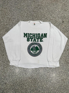 Michigan State Vintage 90s Crest Cropped Crewneck White ABC Vintage 