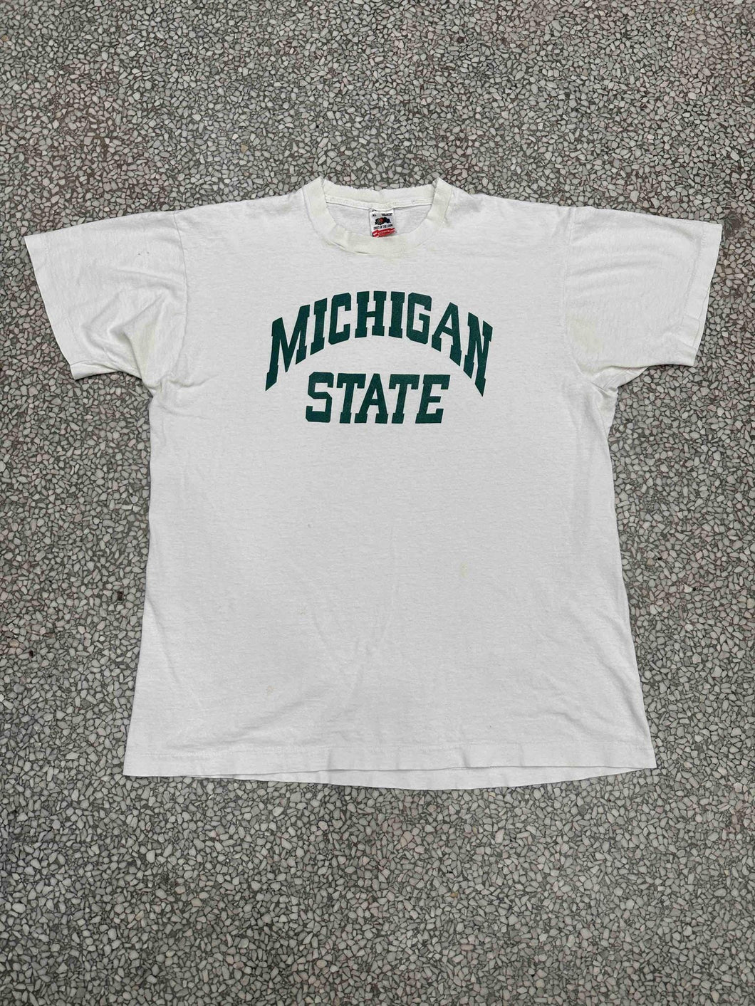 Michigan State Vintage 90s Script Faded White ABC Vintage 