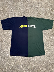 Michigan VS Michigan State Vintage 90s Split Tee Rare ABC Vintage 