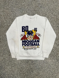 Michigan Wolverines Football Vintage 1989 Coah Bo Schembechler Crewneck White ABC Vintage 