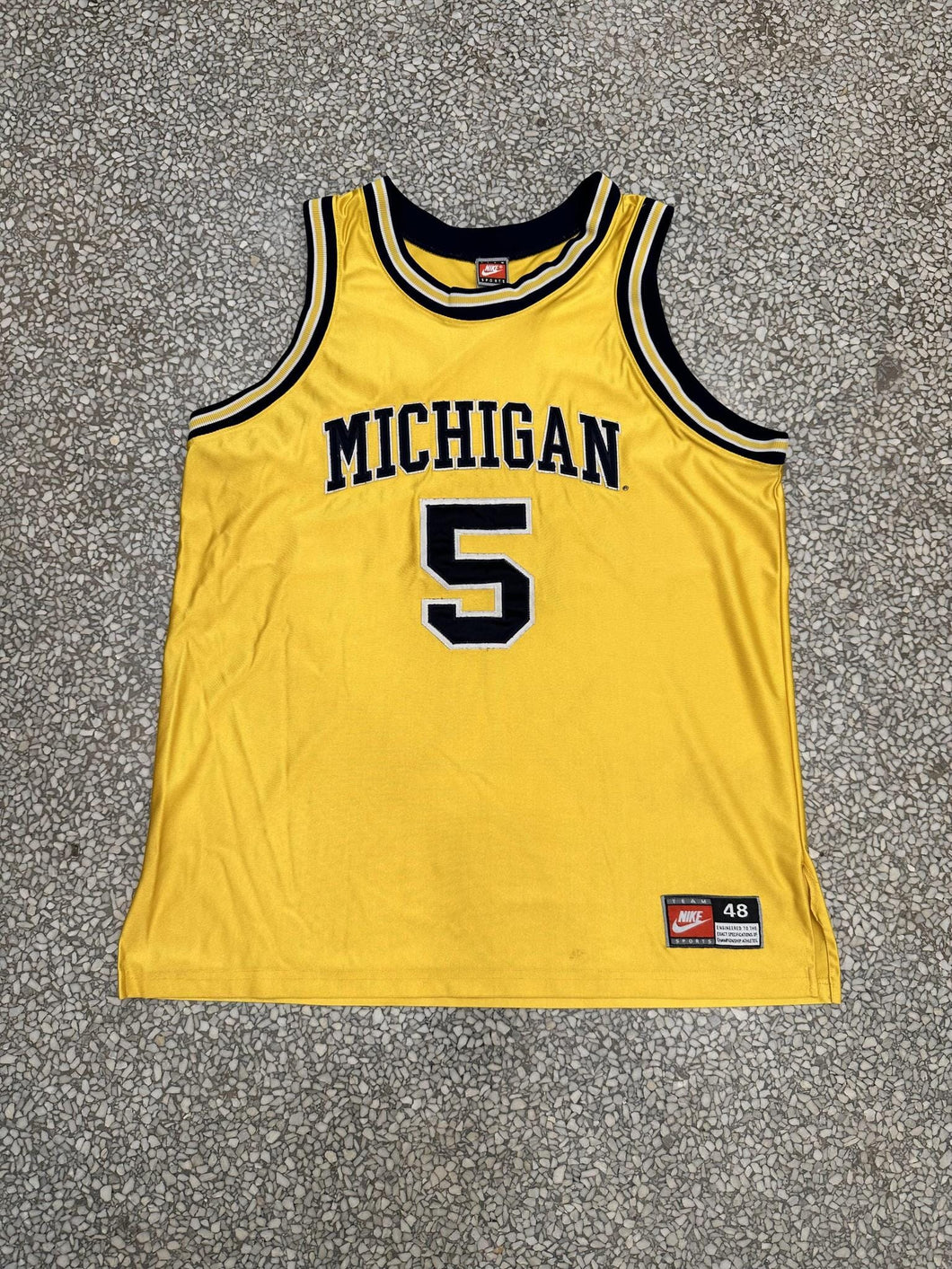 Michigan Wolverines Jalen Rose #5 Vintage 90s Nike Basketball Jersey Yellow ABC Vintage 