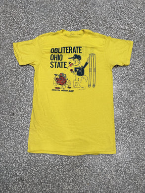 Michigan Wolverines Obliterate Squeeze Woody Blue Vintage 1977 Paper Thin Yellow ABC Vintage 