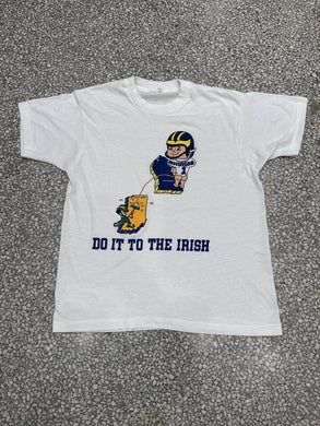 Michigan Wolverines Pee On Notre Dame Vintage 80s Do It To The Irish Paper Thin White ABC Vintage 