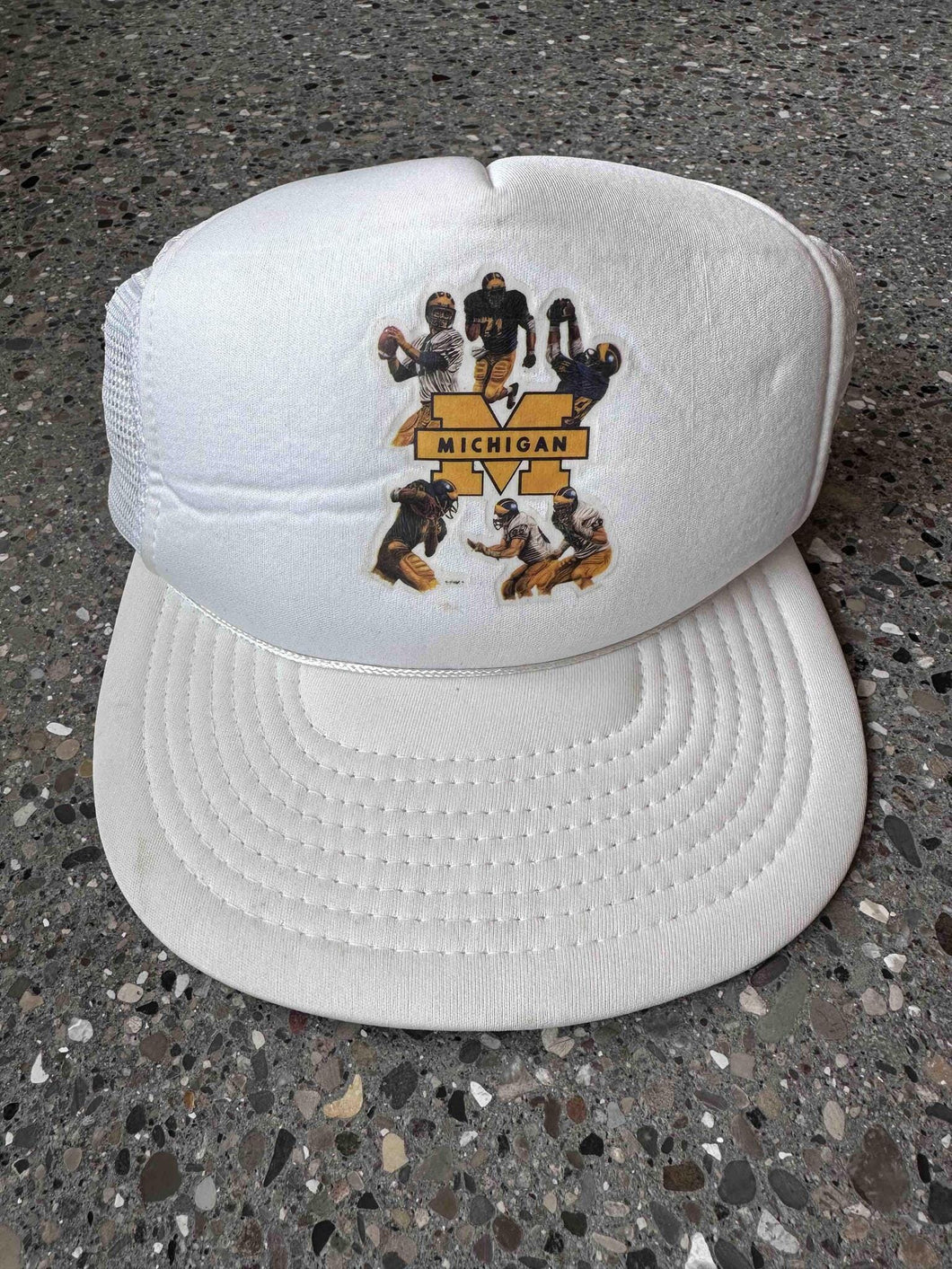 Michigan Wolverines Players Vintage Trucker Hat White ABC Vintage 