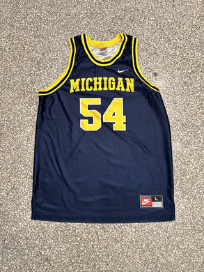Michigan Wolverines Robert Traylor #54 Vintage 90s Nike Basketball Jersey Navy ABC Vintage 