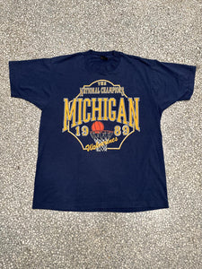 Michigan Wolverines Vintage 1989 Basketball National Champions Faded Navy ABC Vintage 