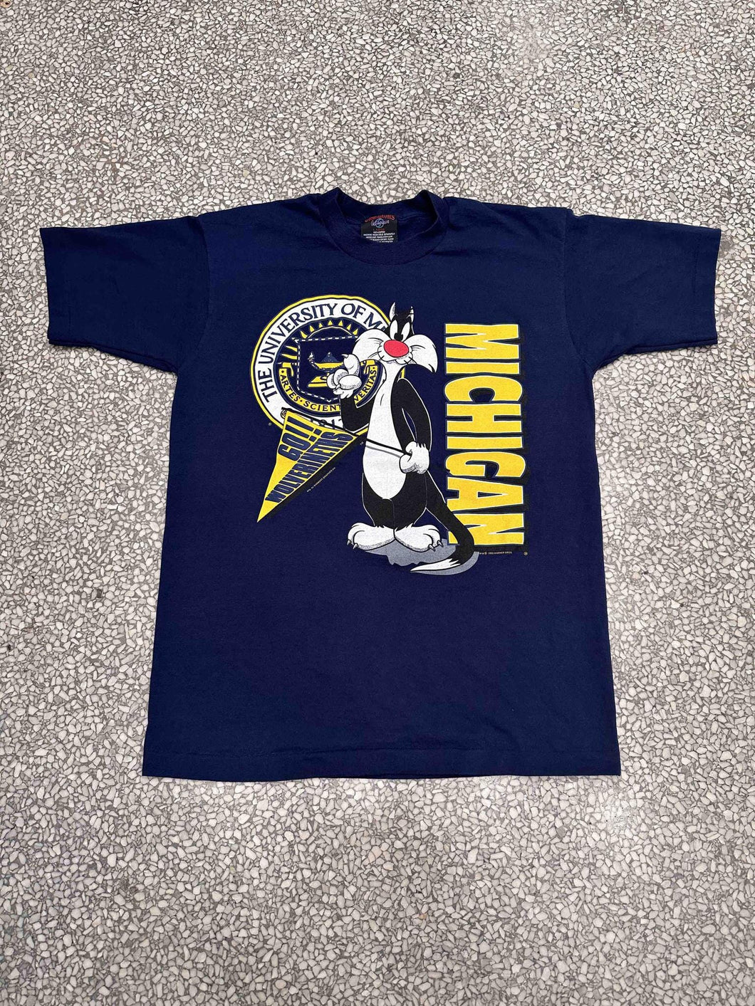 Michigan Wolverines Vintage 1993 Sylvester the Cat Navy ABC Vintage 