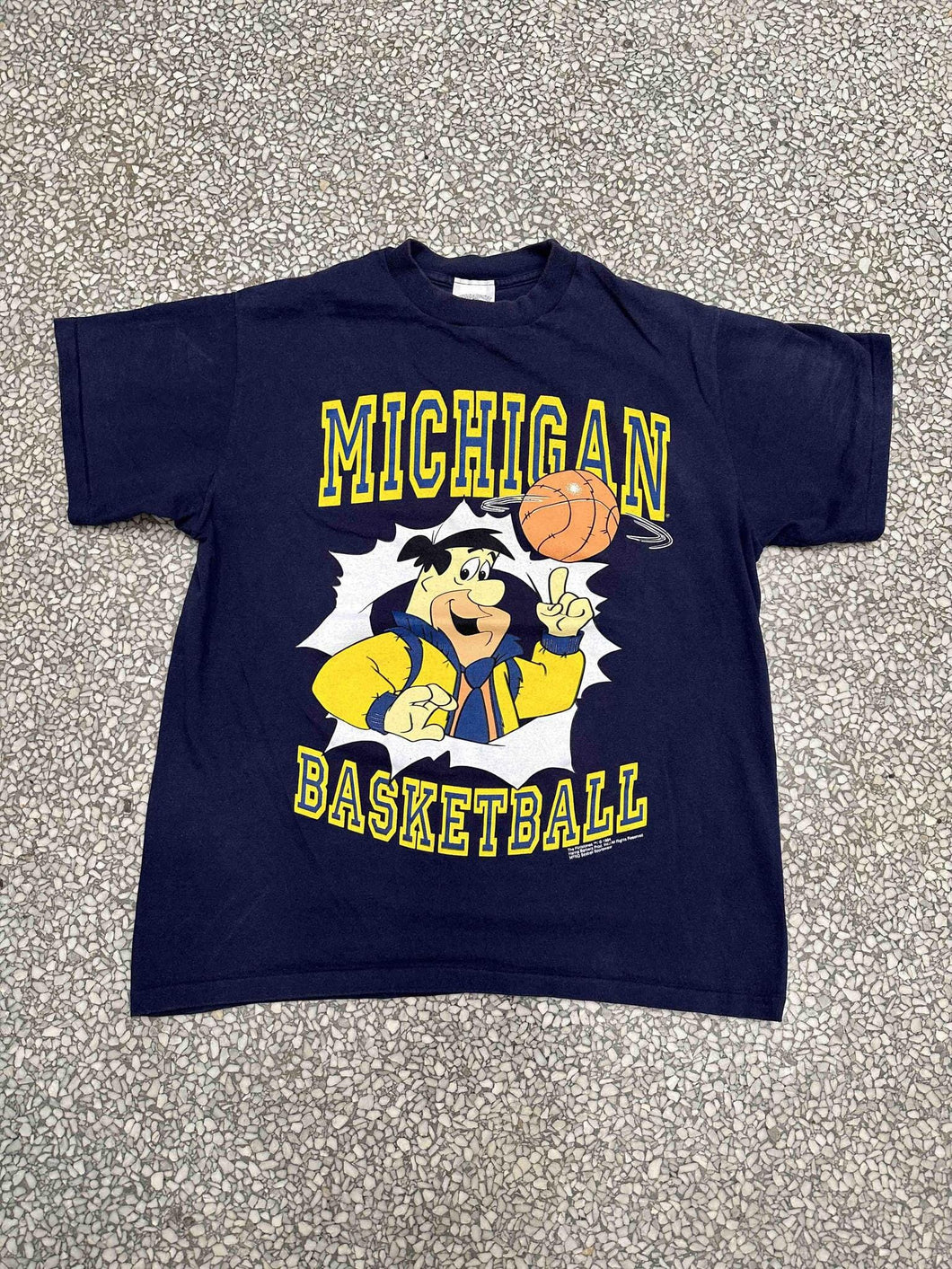 Michigan Wolverines Vintage 1994 Basketball Flintstones Faded Navy ABC Vintage 