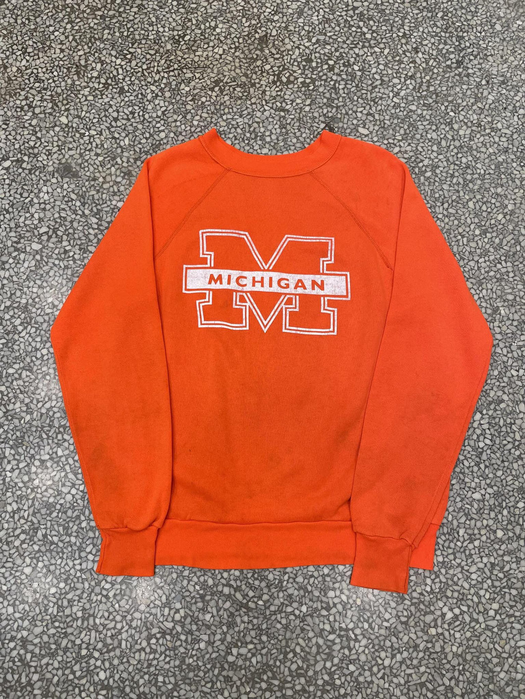 Michigan Wolverines Vintage 80s Crewneck Neon Orange ABC Vintage 