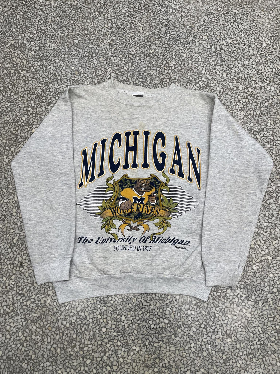 Michigan Wolverines Vintage 90s Crest Crewneck Grey ABC Vintage 