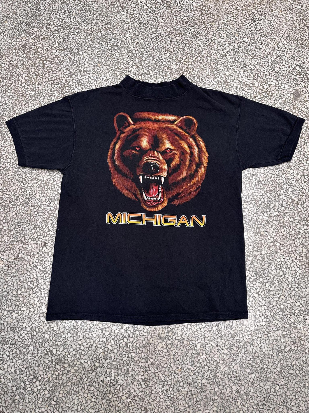 Michigan Wolverines Vintage 90s Mock Neck Tee Faded Black ABC Vintage 