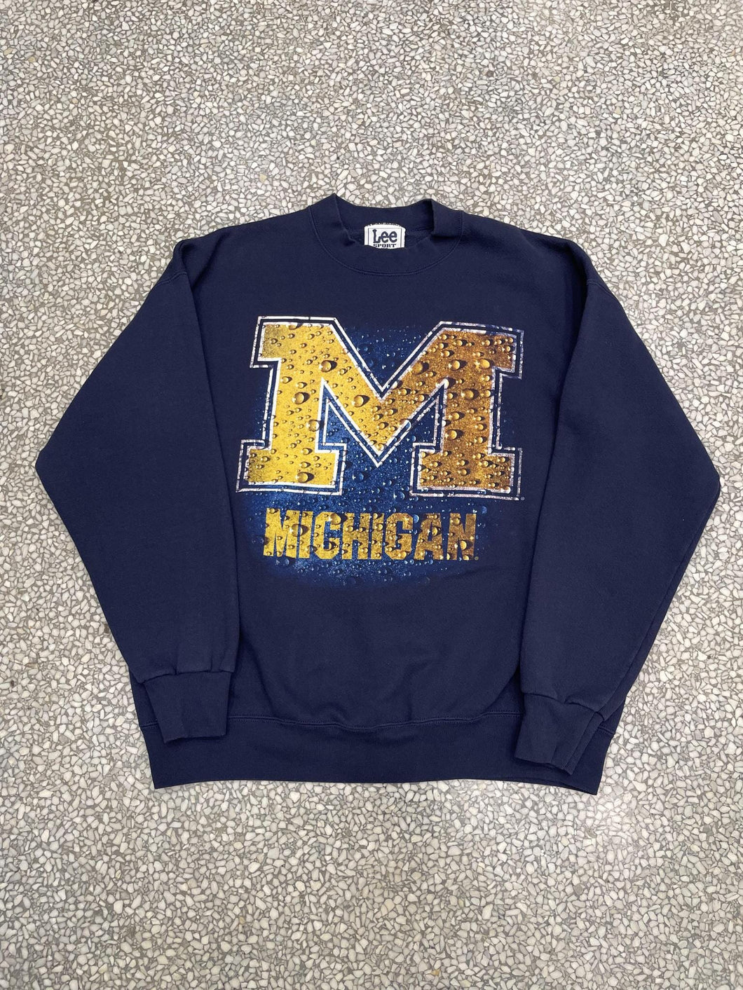 Michigan Wolverines Vintage 90s Water Drops Crewneck Navy ABC Vintage 