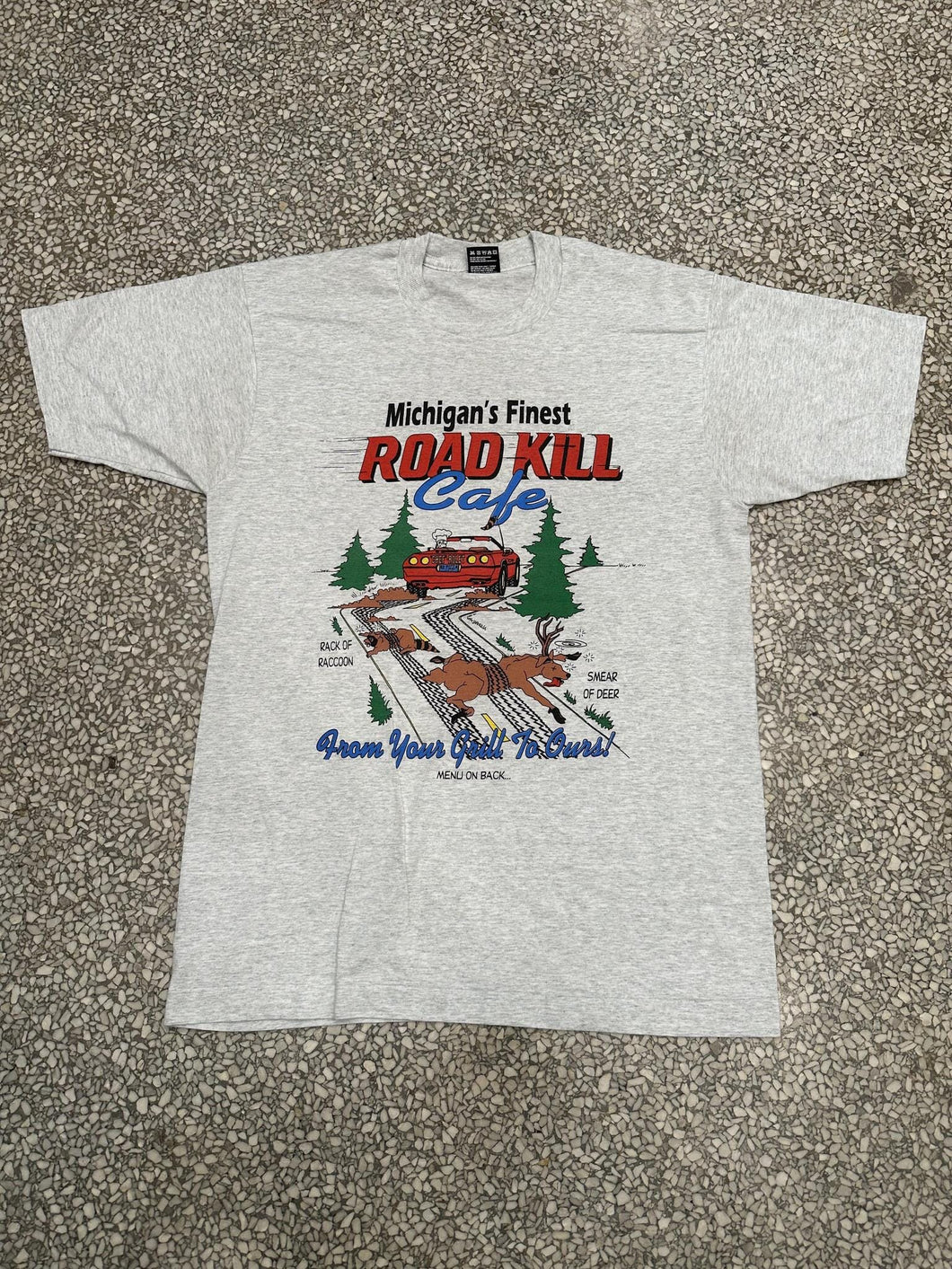 Michigan's Finest Road Kill Cafe Vintage 90s Grey ABC Vintage 