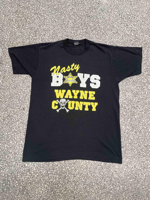 Nasty Boys Wayne County Vintage 80/90s Single Stitch Paper Thin Faded Black ABC Vintage 