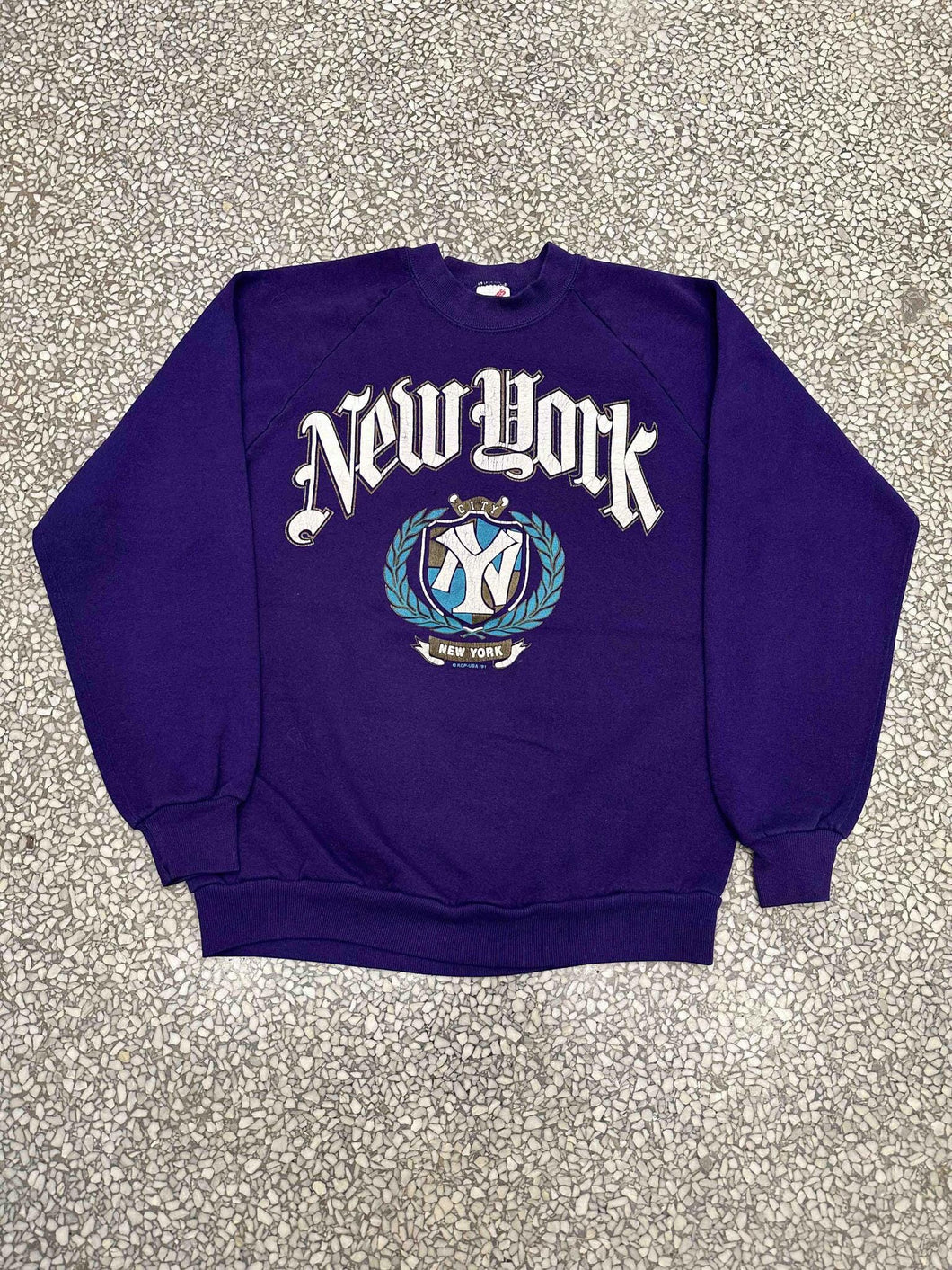 New York City Vintage 1991 Crest Crewneck Purple ABC Vintage 