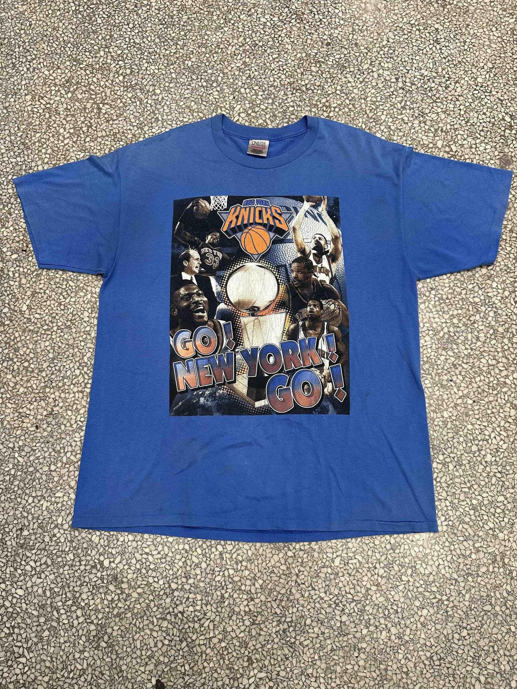 New York Knicks Vintage 90s Go New York Go Faded Blue ABC Vintage 