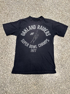 Oakland Raiders Vintage 1977 Super Bowl Champs Paper Thin Black ABC Vintage 