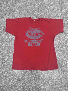 Ohio State Vintage 80s Happiness Is Crushing Michigan's Balls Paper Thin Red ABC Vintage 
