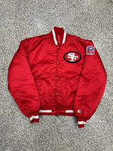 Load image into Gallery viewer, San Francisco 49ers Vintage 90s Starter Satin Bomber Jacket Red ABC Vintage 