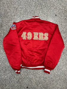 San Francisco 49ers Vintage 90s Starter Satin Bomber Jacket Red ABC Vintage 