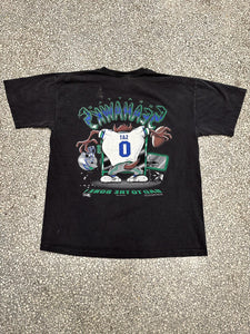 Seattle Seahawks Vintage 1995 Taz Bad To The Bone Faded Black ABC Vintage 