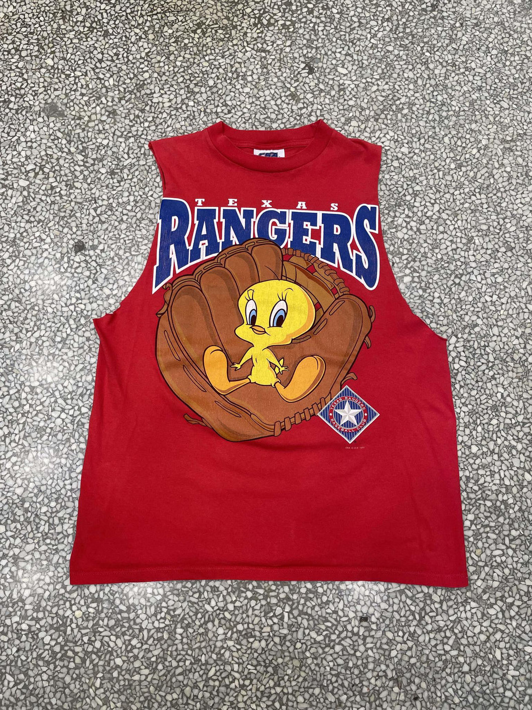 Texas Rangers Vintage 1997 Tweety Cutoff Red ABC Vintage 