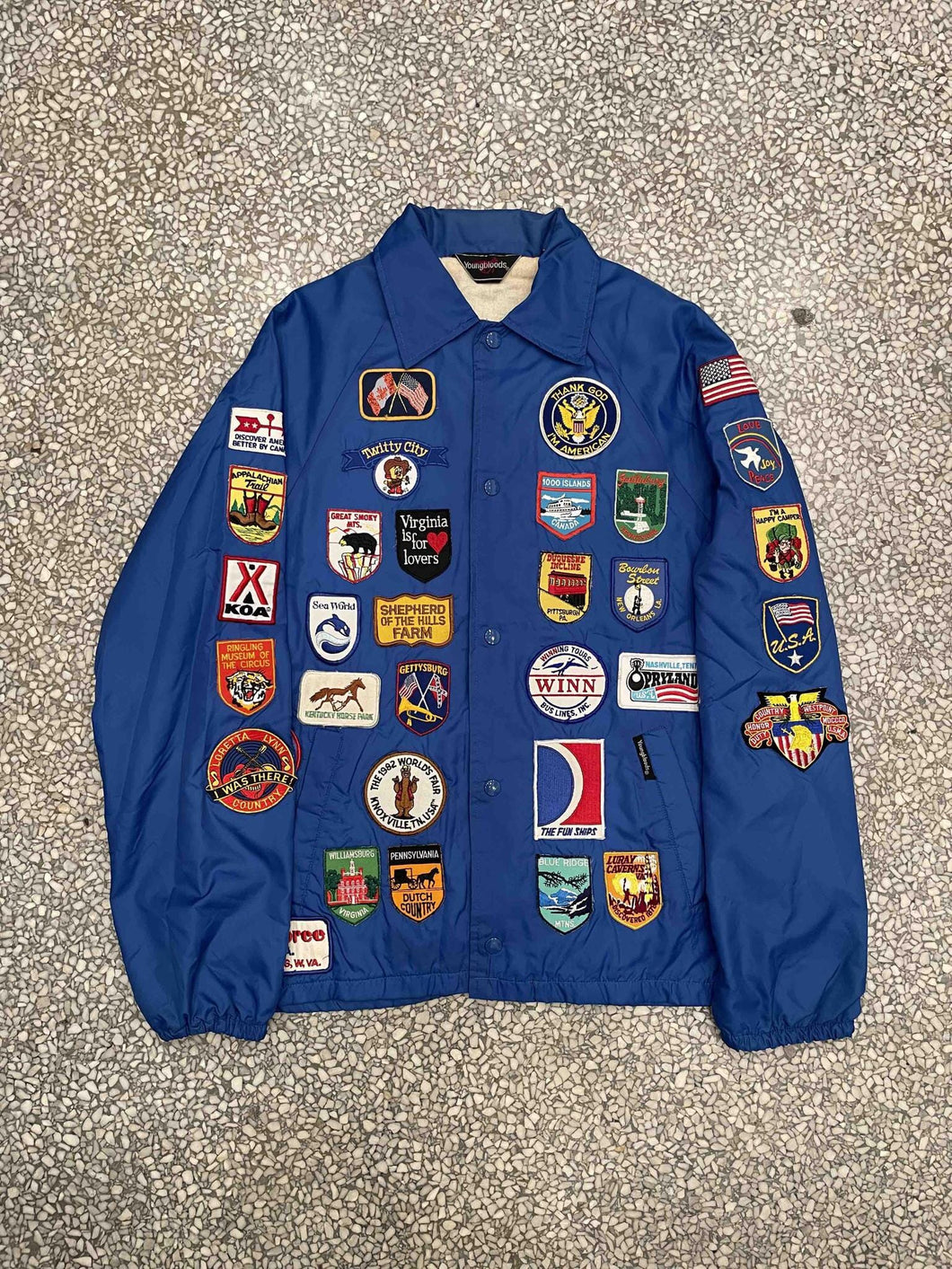 Travel Tourist Souvenir Patches All Over Vintage 80s Coach Jacket ABC Vintage 