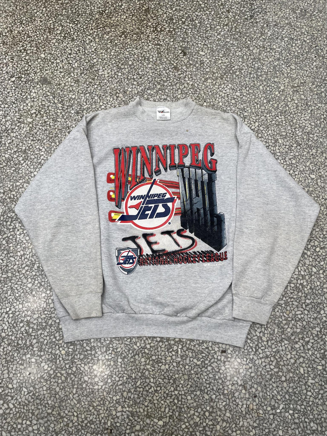 CustomCat Winnipeg Jets Vintage NHL Crewneck Sweatshirt Sport Grey / XL