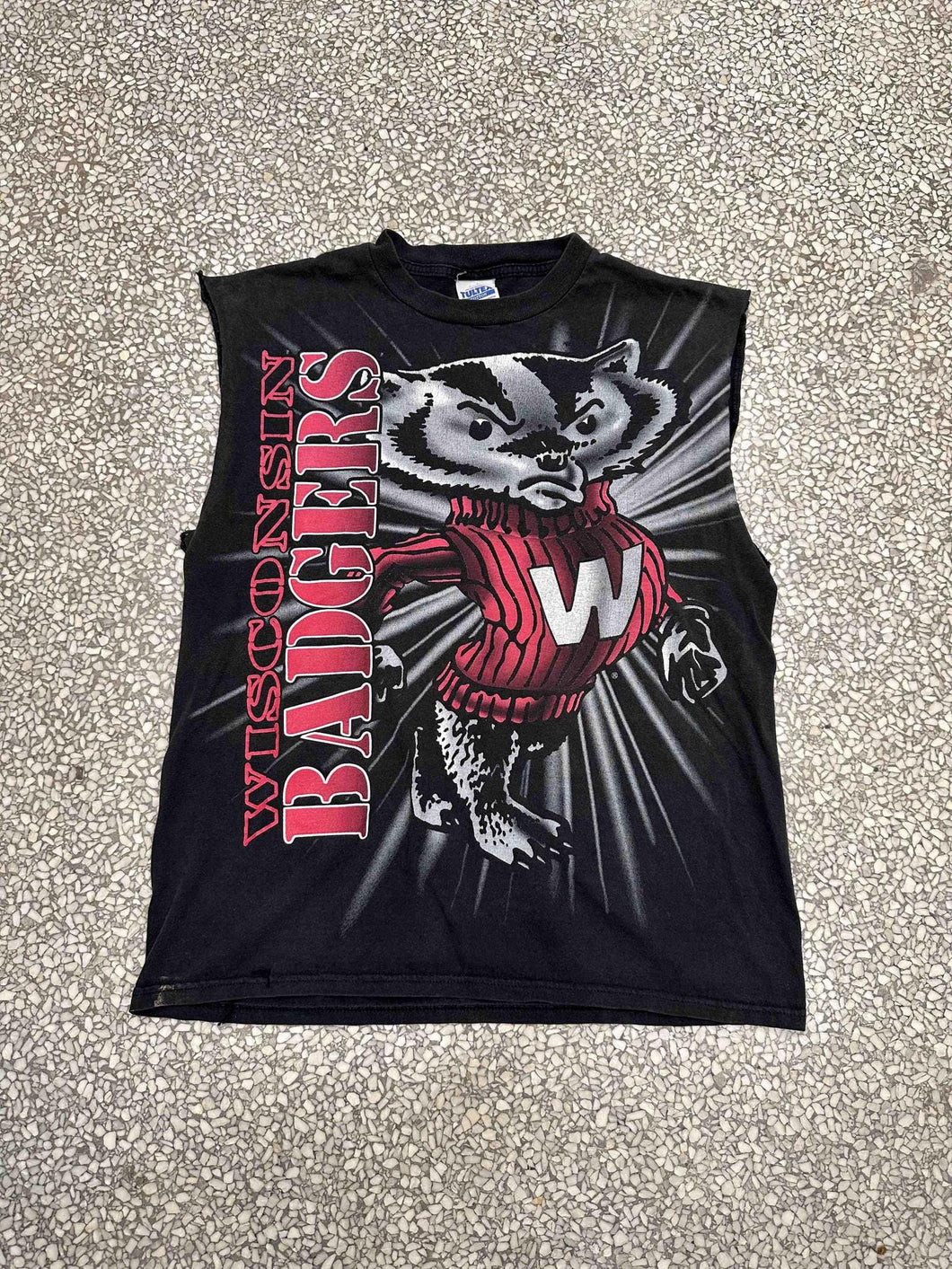 Wisconsin Badgers Vintage 90s Cutoff Faded Black ABC Vintage 